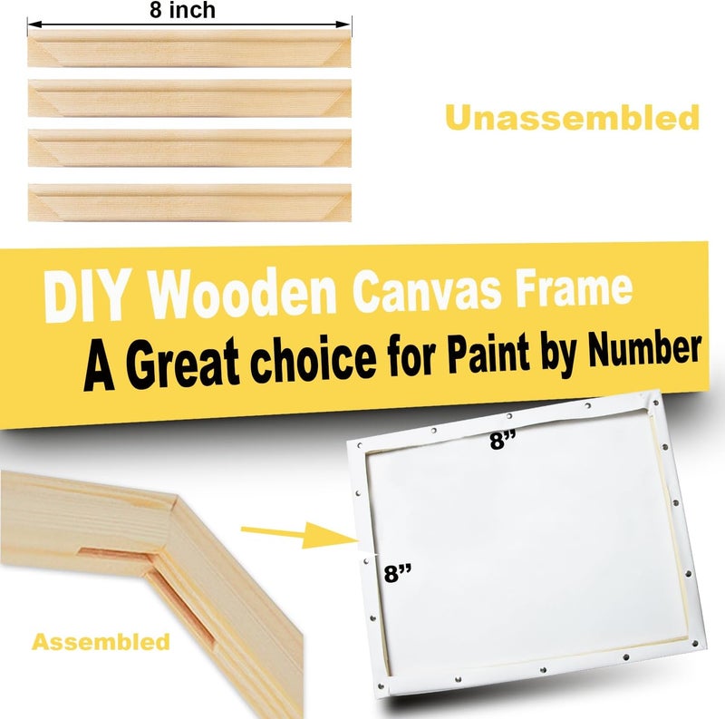 ECOIOU DIY Canvas Mini Stretcher Bars 8x8 Inch Canvas Frame, Sturdy Stretcher Frames for Oil Paintings, Prints, Paint by Numbers & Posters(Need Extra Size to wrap Around The Frame) - Image 2